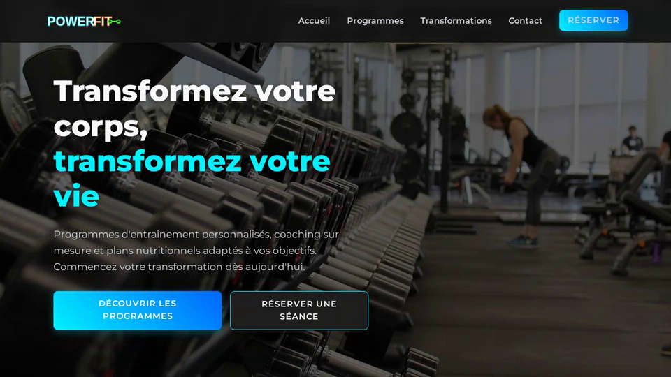 Capture d'écran du site PowerFit